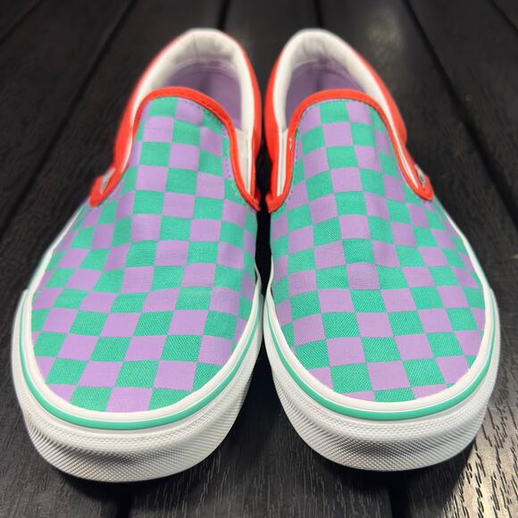 Vans Slip On Checkerboard Skate Shoe - Tomato / Orchid MEN 7/ WMN 8.5. EXCLUSIVE - Picture 3 of 16